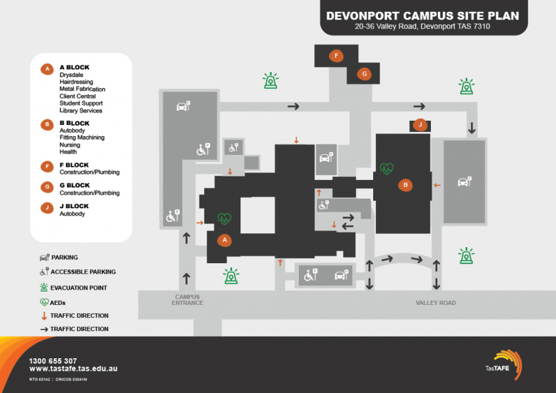 Campus map for Devonport TasTAFE